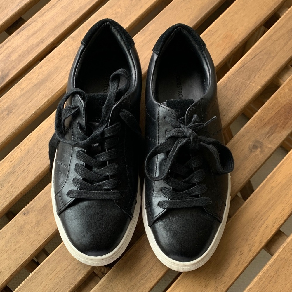 Nordstrom Black Genuine Leather Sneakers
